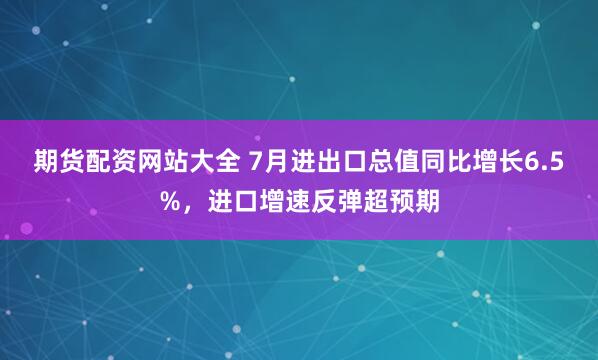 期货配资网站大全 7月进出口总值同比增长6.5%，进口增速反弹超预期